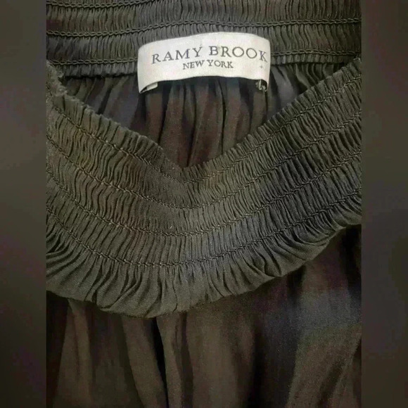 RAMY BROOK Blouse Shirt Black Jessica Smocked Off Shoulder Women's Size XSmall - Picture 10 of 12